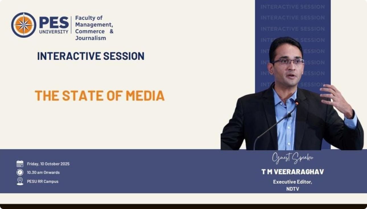 Interactive session on the state of the media with T. M. Veeraraghav for journalism and mass communication students at PES University